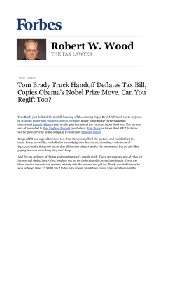 Tom Brady Truck Handoff Deflates Tax Bill, Copies