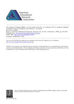 The Impact of Subject Matter on Curricular Activity: An Analysis of
