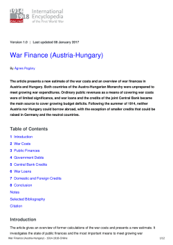 War Finance (Austria-Hungary) | International Encyclopedia of the