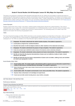 Grade 01 Social Studies Unit 08 Exemplar Lesson 03