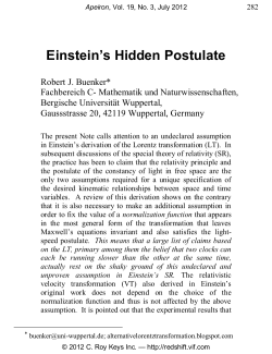 Einstein`s Hidden Postulate