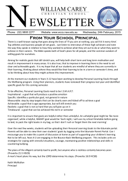 24th February, 2016 - William Carey Christian School