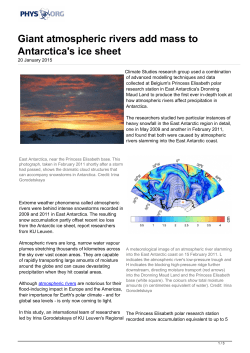 Giant atmospheric rivers add mass to Antarctica`s ice sheet
