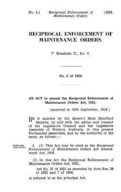 reciprocal enforcement of maintenance orders.