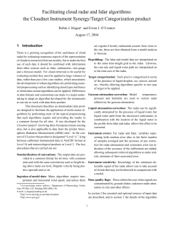 Facilitating cloud radar and lidar algorithms