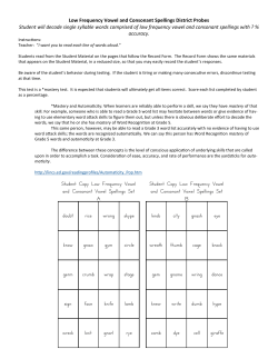 Low Frequency Vowel and Consonant Spellings District