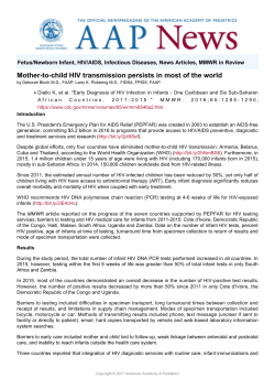 Mother-to-child HIV transmission persists in most of the world