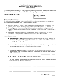 Graduation Requirements - Life Science major