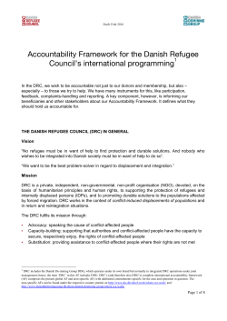 Accountability Framework for the Danish Refugee Council`s