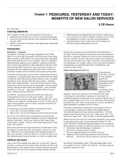 Chapter 1: PEDICURES, YESTERDAY AND TODAY: BENEFITS OF