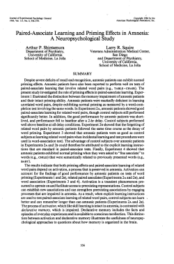 Paired-Associate Learning and Priming Effects in Amnesia: A