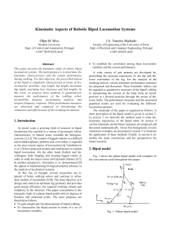 Kinematic Aspects of Robotic Biped Locomotion Systems - DEE