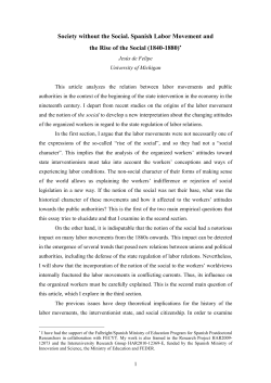 Society without the Social. Spanish Labor Movement and the Rise of
