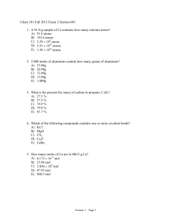 Chem 101 Spring 2009 Practice Exam 2