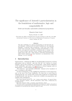 The significance of Aristotle`s particularisation in the foundations of