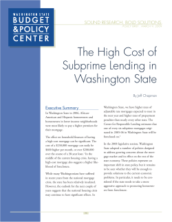 the high cost of subprime lending in Washington state