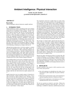 Ambient Intelligence: Physical interaction