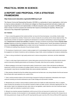 PRACTICAL WORK IN SCIENCE: A REPORT AND PROPOSAL