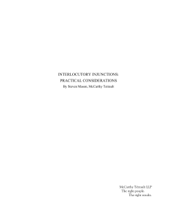 Interlocutory Injunctions &ndash; Practical
