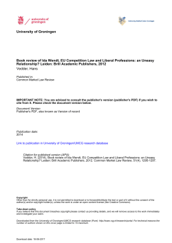 University of Groningen Book review of Ida Wendt, EU