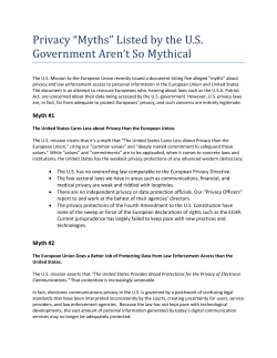 Privacy &ldquo;Myths&rdquo; Listed by the US Government Aren`t So