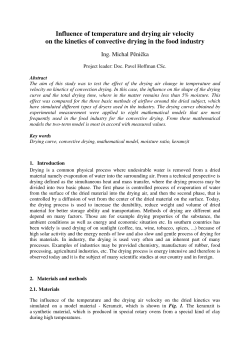 Influence of temperature and drying air velocity on the kinetics of