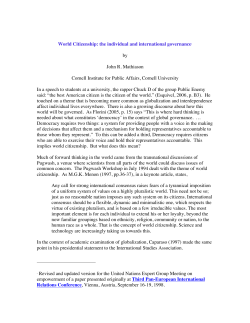 World Citizenship: the individual and