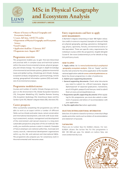 Physical Geography and Ecosystem Analysis, fact