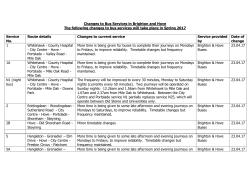 Changes to Bus Services in Brighton and Hove The following