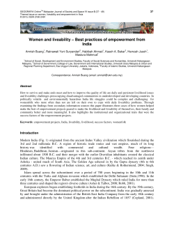 Women and liveability – Best practices of empowerment from India