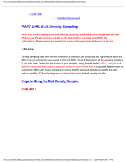 PART ONE: Bulk Density Sampling