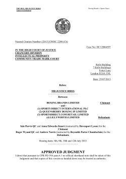 BBL -v- Sports Direct - Courts and Tribunals Judiciary
