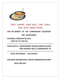 CHILI SUPPER, BAKE SALE, CAKE WALK AND BLUE GRASS MUSIC