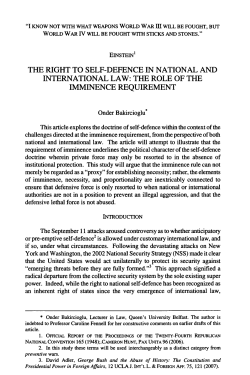 The Right to Self-Defense in National and International Law