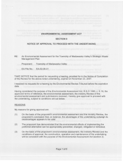 Environmental Assessment Approval