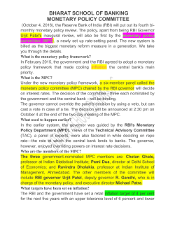 Monitary Policy Commitee - Bharat School Of Banking