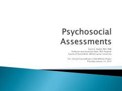 Psychosocial asessments - Dr Carol Stalker.
