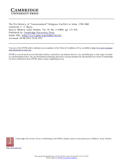 The Pre-History of `Communalism`? Religious Conflict in India, 1700