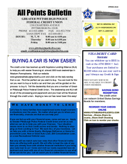 newsletter spring 2016 - Greater Pittsburgh Police FCU