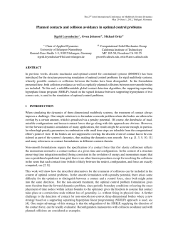 Planned contacts and collision avoidance in optimal control problems