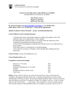 SPAN 101-001 - Faculty of Creative and Critical Studies