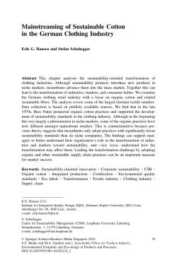 Mainstreaming of Sustainable Cotton in the German Clothing Industry