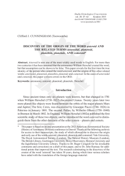 DISCOVERY OF THE ORIGIN OF THE WORD asteroid AND THE