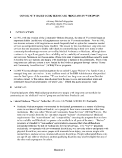 community-based long term care programs in wisconsin