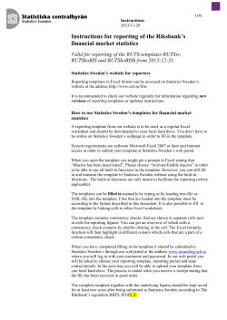 Instructions for reporting in Statistic Sweden`s Excel templates