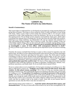 ACIM Edmonton - Sarah`s Reflections LESSON 184 The Name of