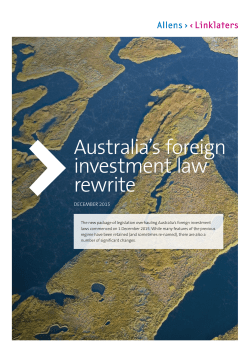 Australia`s foreign investment law rewrite