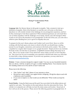 1 Rising 6th Grade Summer Work 2016 Science: One of the most