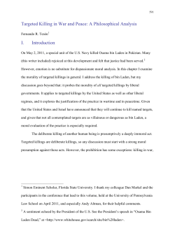 Targeted Killing in War and Peace: A Philosophical Analysis I