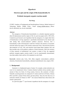 Hypothesis Electron spin and the origin of Bio